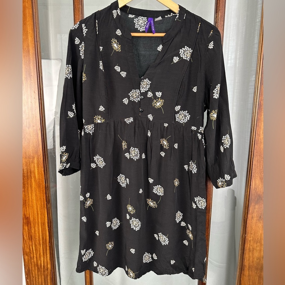 Seraphine Black White Floral Long Sleeve Knee Length Maternity Womens 6 Buttons